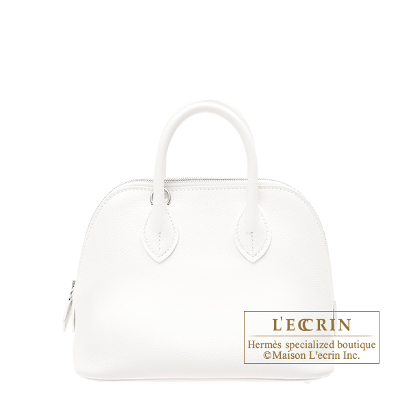 Hermes Bolide bag 1923 mini White Evercolor leather Silver