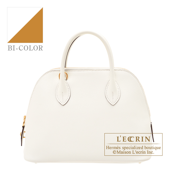 Hermes　Bolide bag 1923 Verso 25　White/　Sesame　Evercolor leather　Gold hardware