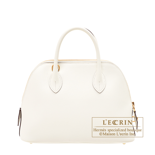 Hermes Bolide bag 1923 Verso 25 White/ Sesame Evercolor leather