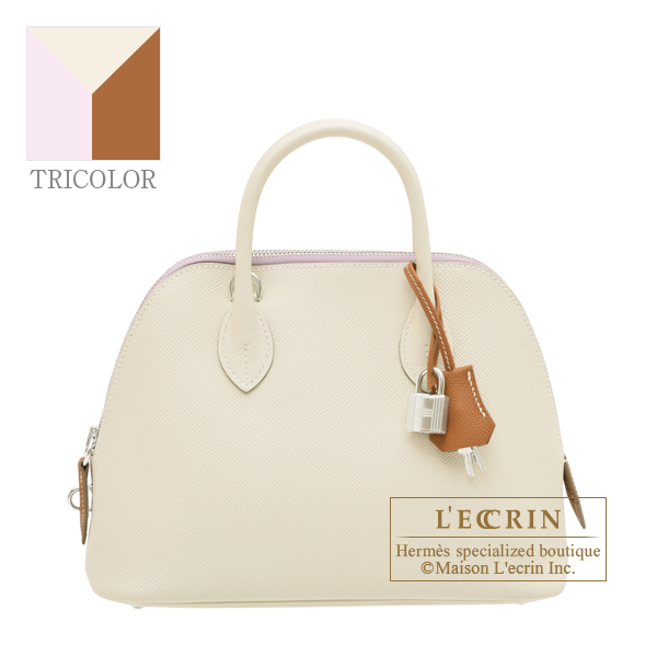 Hermes　Bolide bag 1923 Tricolore 25　Craie/Gold/Mauve pale　Epsom leather　Silver hardware