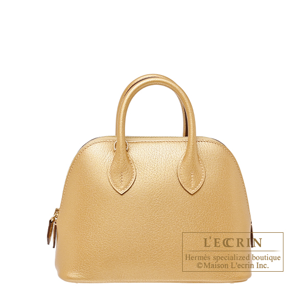 Hermes Bolide bag 1923 mini Dore Chevre chamkila goatskin Champagne gold hardware