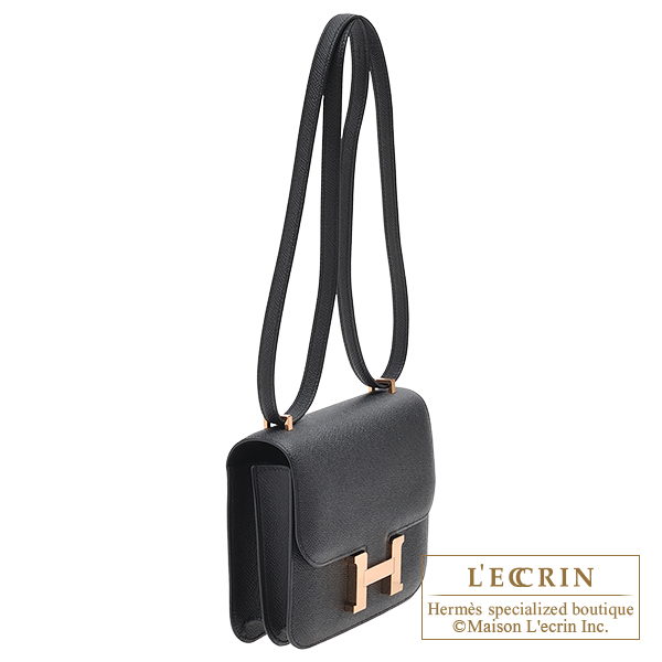 Hermes Constance Mini Bag Epsom Leather Gold Hardware In Black