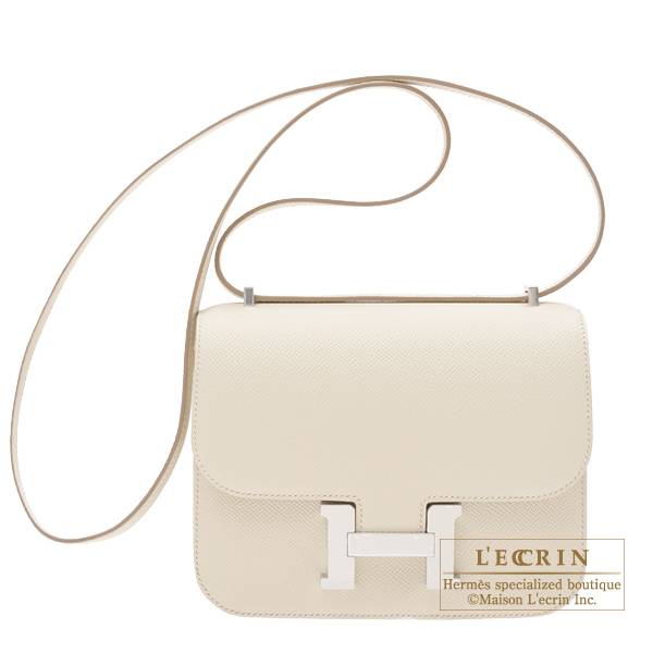 Hermes Calvi Duo Craie Epsom leather Silver hardware