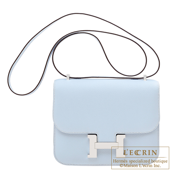 Hermes Constance mini Blue brume Epsom leather Silver hardware