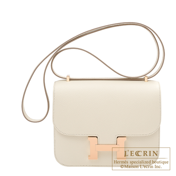 Hermes Constance mini Craie Epsom leather Rose gold hardware