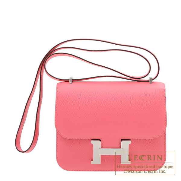 Hermes Constance mini Rose azalee Epsom leather Silver hardware