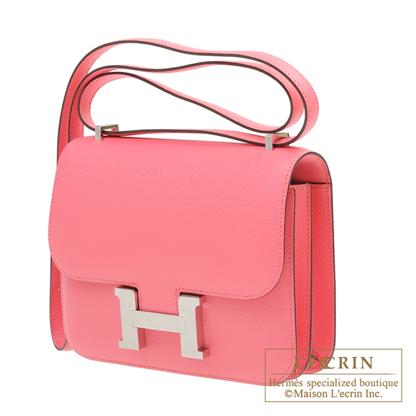 Hermes Constance mini Rose azalee Epsom leather Silver hardware