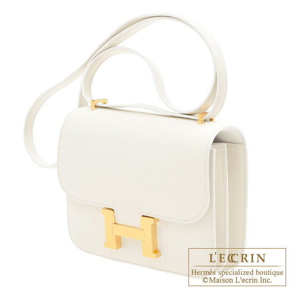 Hermes Constance mini White Evercolor leather Gold hardware