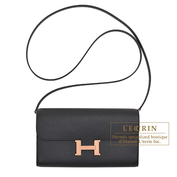 Hermes Constance Long To Go Black Epsom leather Rose gold hardware L ecrin Boutique Singapore