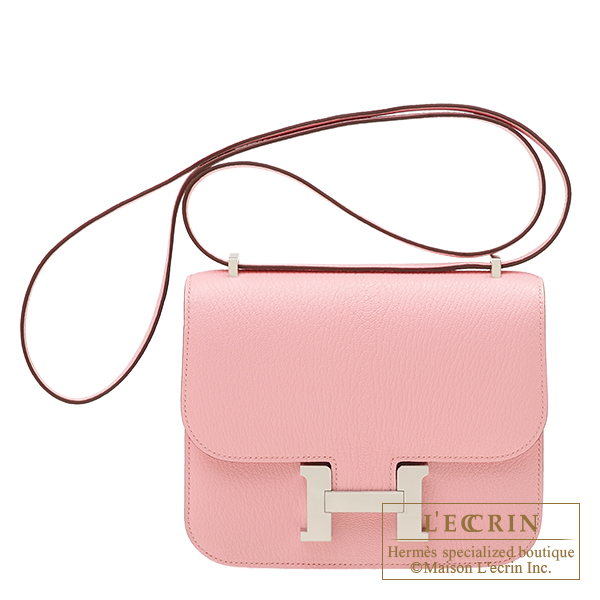 Hermes　Constance mini　Rose sakura　Chevre myzore goatskin　Silver hardware