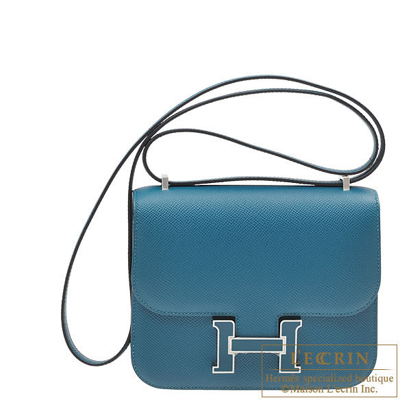 Hermes Constance mini Vert bosphore Epsom leather Silver hardware