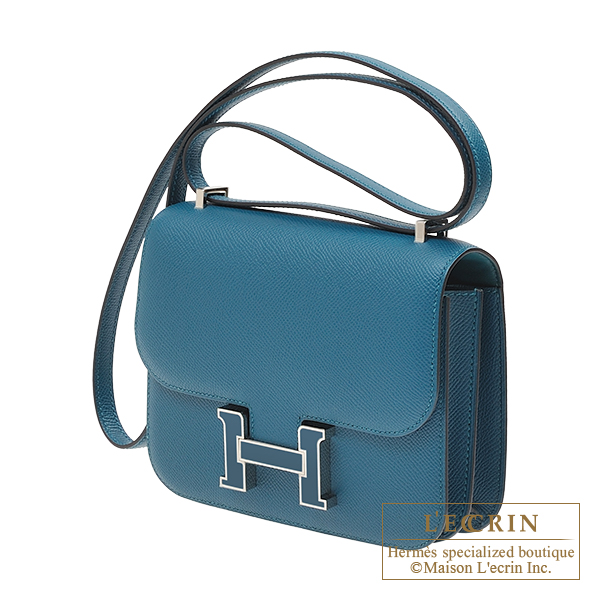 Hermes Constance mini Vert bosphore Epsom leather Silver hardware