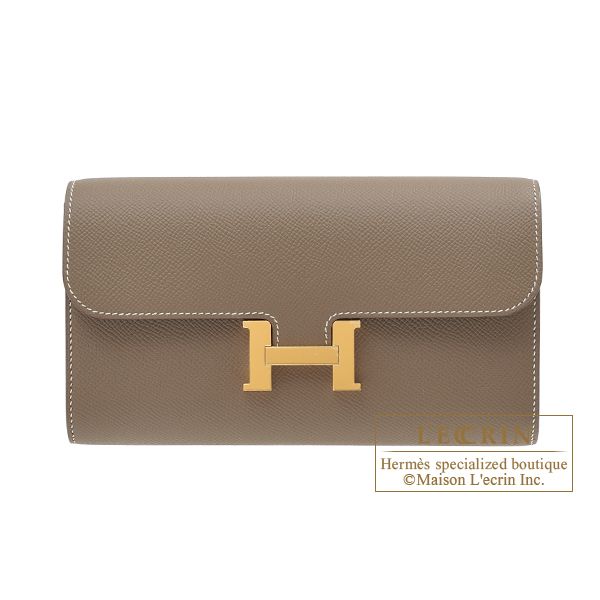 Hermes Constance Long To Go Etoupe grey Epsom leather Gold hardware