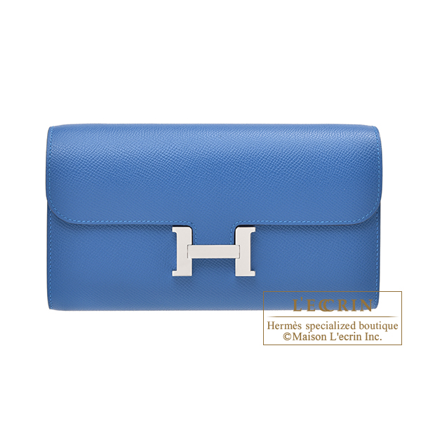 Hermes Constance Long Wallet Epsom 7W Izmir Blue Brand NEW in BOX