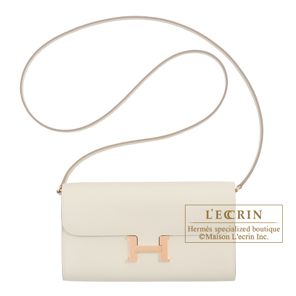 Hermes　Constance Long To Go　Craie　Epsom leather　Rose gold hardware