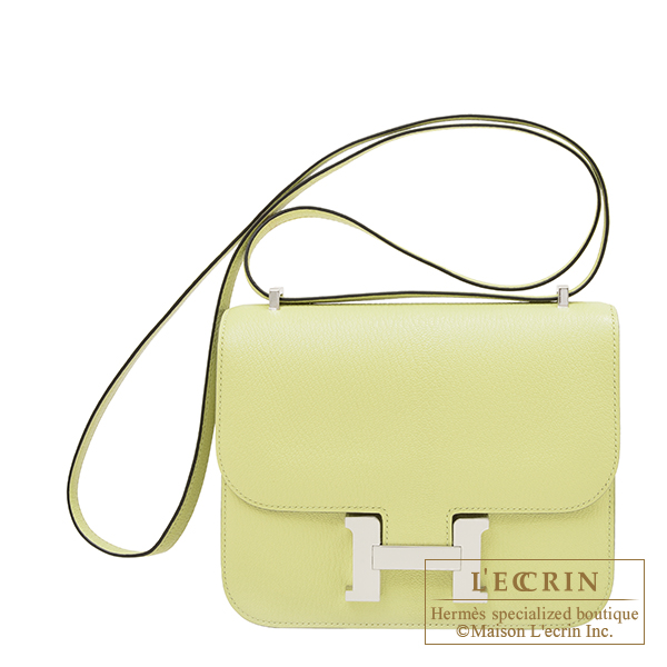 Hermes　Constance mini　Mirror　Jaune bourgeon　Chevre myzore goatskin　Silver hardware