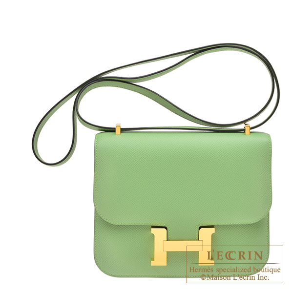 Hermes Constance mini Vert criquet Epsom leather Silver hardware