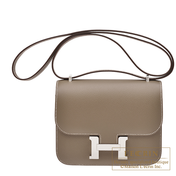 Hermes　Constance mini　Mirror　Etoupe grey　Epsom leather　Silver hardware