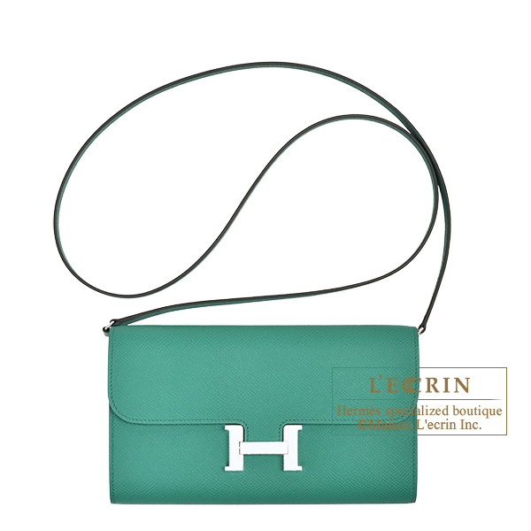 Hermes　Constance Long To Go　Vert Jade/　Blue brume　Epsom leather　Silver hardware