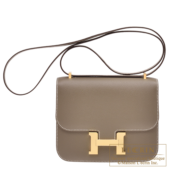 Hermes　Constance mini　Mirror　Etoupe grey　Epsom leather　Gold hardware
