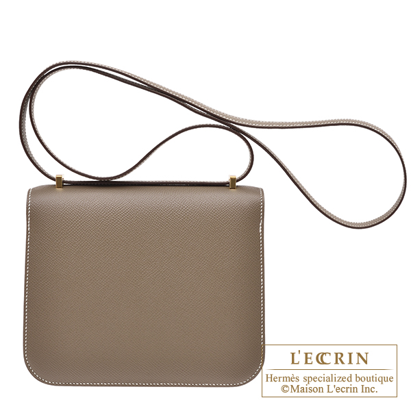 Hermes Constance mini Etoupe grey Epsom leather Rose gold hardware