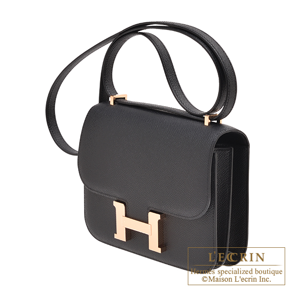 Hermes Constance mini Mirror Black Epsom leather Rose gold