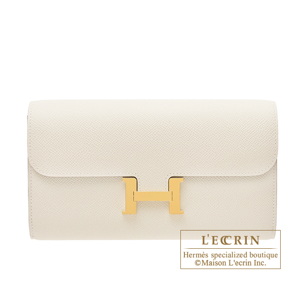 Kelly Classique To Go Wallet Craie Epsom Gold Hardware