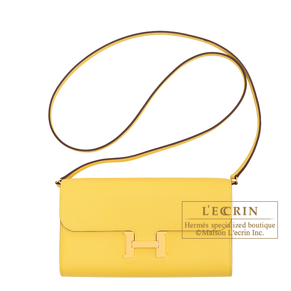 Hermes　Constance Long To Go　Jaune de naples　Epsom leather　Gold hardware