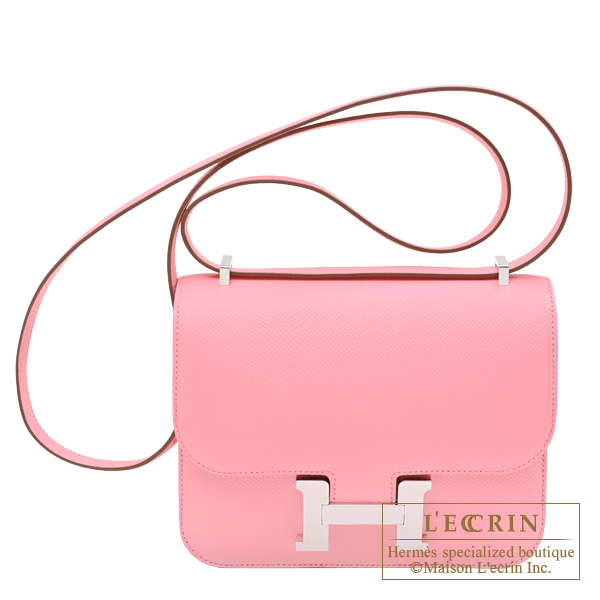 Hermes　Constance mini　Mirror　Rose confetti　Epsom leather　Silver hardware