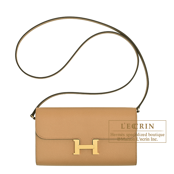 Hermes Constance Long To Go Biscuit Epsom leather Gold hardware