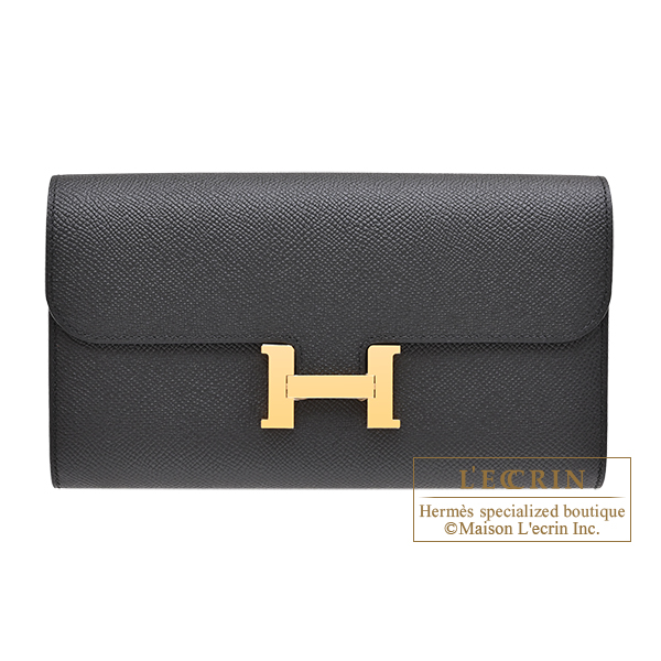 Hermes Constance Long To Go Black Epsom leather Gold hardware