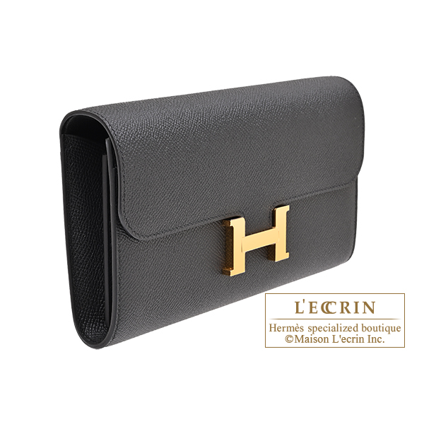 Hermes Constance Long To Go Black Epsom leather Gold hardware