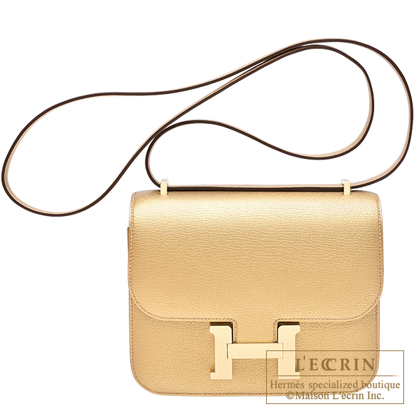 Hermes　Constance mini　Mirror　Dore　Chevre chamkila goatskin　Champagne gold hardware