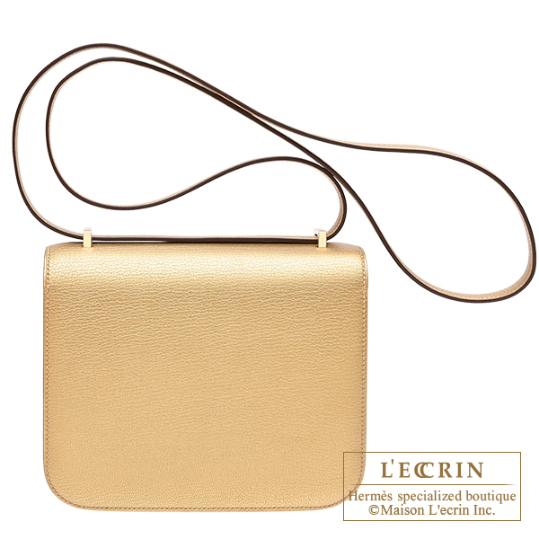 Hermes Constance mini Mirror Dore Chevre chamkila goatskin Champagne gold hardware