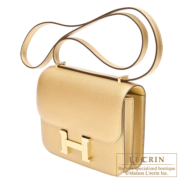 Hermes Constance mini Mirror Dore Chevre chamkila goatskin Champagne gold hardware