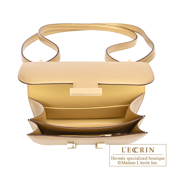 Hermes Constance mini Mirror Dore Chevre chamkila goatskin Champagne gold hardware