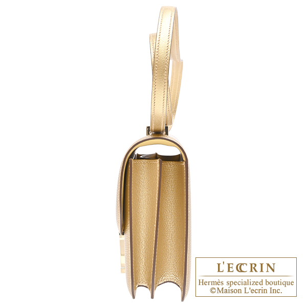 Hermes Constance mini Mirror Dore Chevre chamkila goatskin Champagne gold hardware