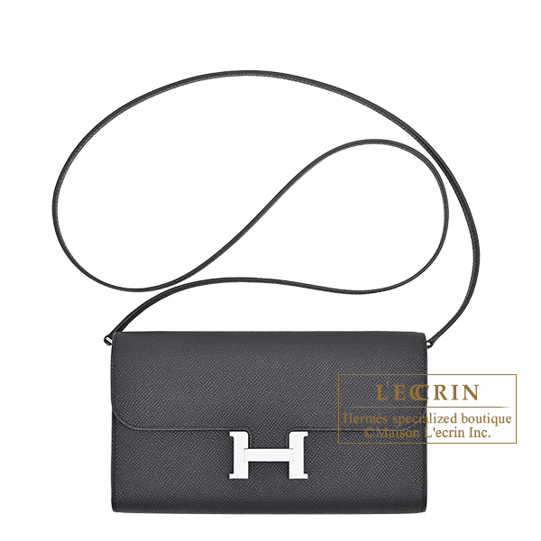 Hermes　Constance Long To Go　Black　Epsom leather　Silver hardware