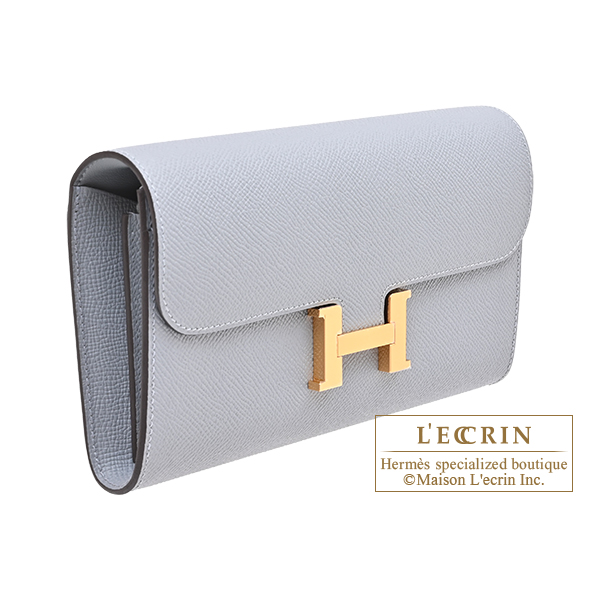 Hermes Constance Long To Go Gris pantin Epsom leather Gold hardware