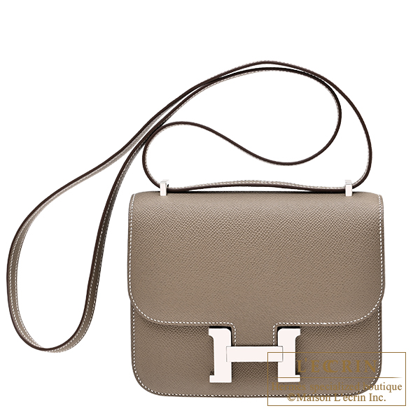 Hermes　Constance mini　Mirror　Etoupe grey　Epsom leather　Silver hardware