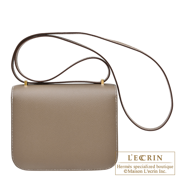 Hermes Constance mini Mirror Etoupe grey Epsom leather Gold hardware