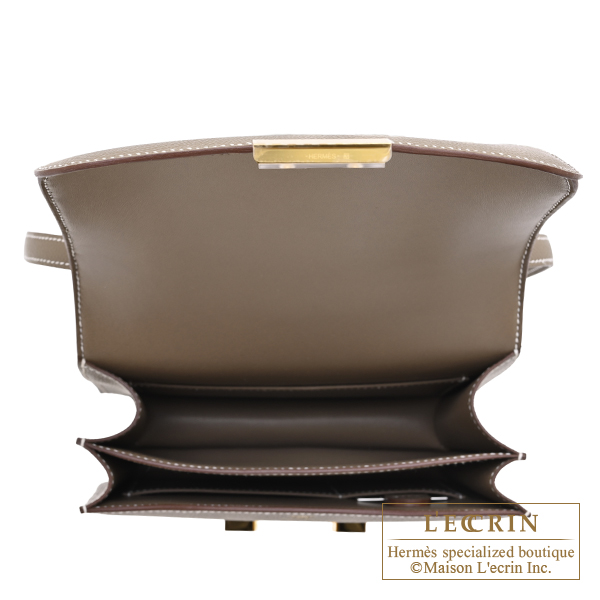 Hermes Constance mini Mirror Etoupe grey Epsom leather Gold hardware