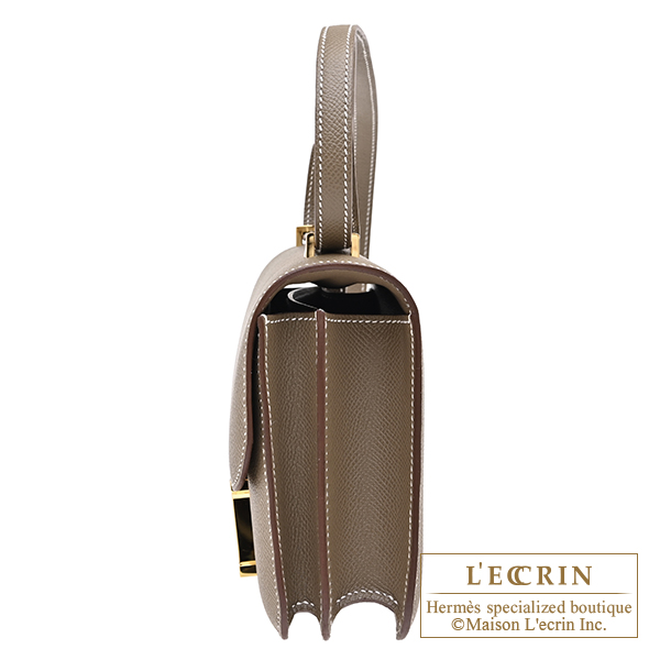 Hermes Constance mini Mirror Etoupe grey Epsom leather Gold hardware