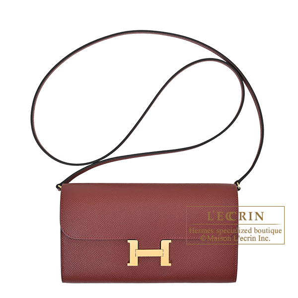 Hermes　Constance Long To Go　Rouge H　Epsom leather　Gold hardware