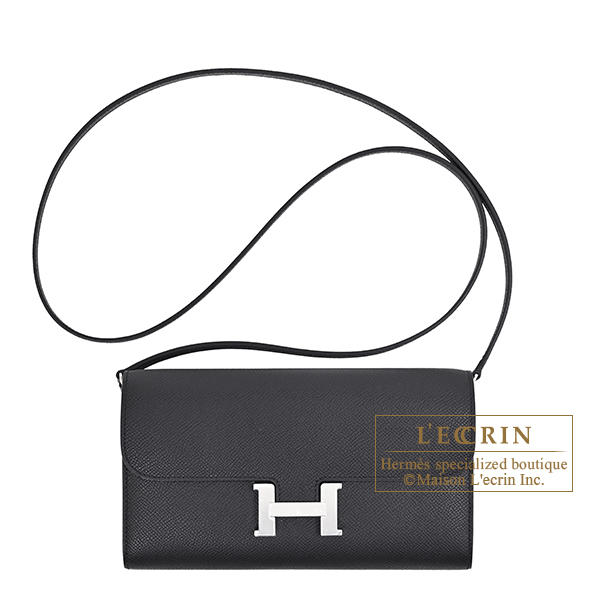 Hermes Constance Long To Go Black Epsom leather Silver hardware