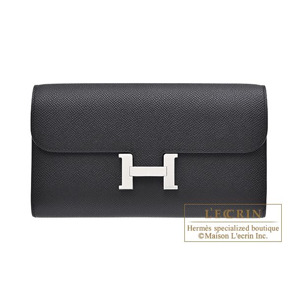 Hermes Constance Long To Go Black Epsom leather Silver hardware