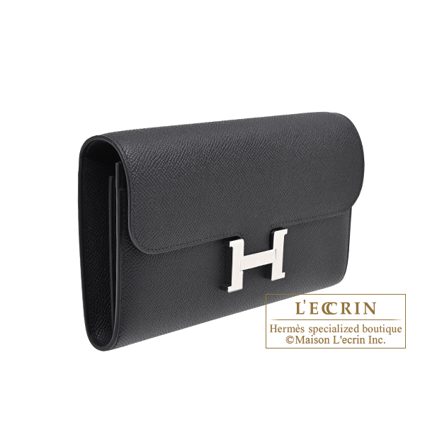 Hermes Constance Long To Go Black Epsom leather Silver hardware