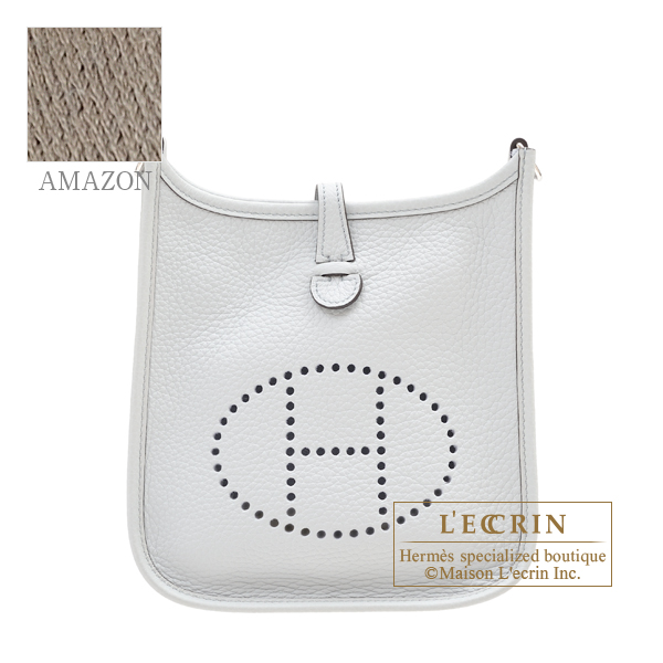 Hermes Gris Etain Clemence Leather Evelyne GM III Bag