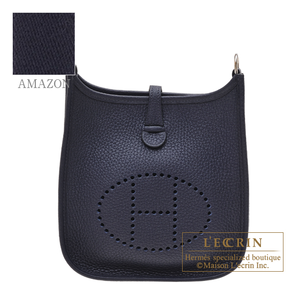 Hermes　Evelyne Amazon bag TPM　Blue nuit/　Blue indigo　Clemence leather　Silver hardware　Bandouliere 111cm