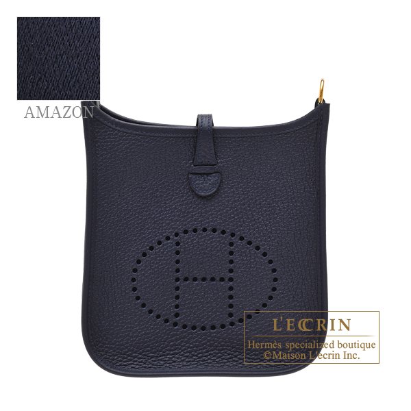 Hermes Evelyne  bag TPM Blue nuit/ Blue indigo Clemence leather Gold  hardware